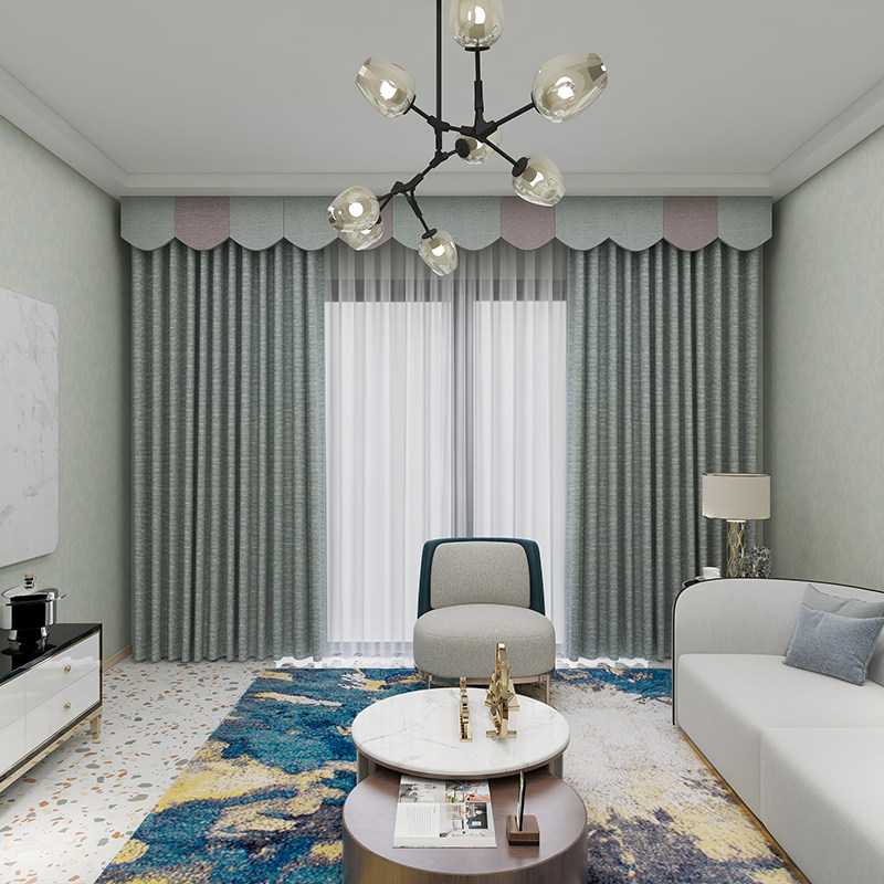 窗幔帘头家用卧室成品装饰自粘魔术贴北欧新定制窗帘