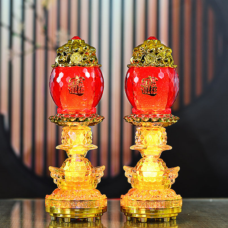 兴旺发财灯聚聚宝招财led财神神灯佛灯长明灯烛台
