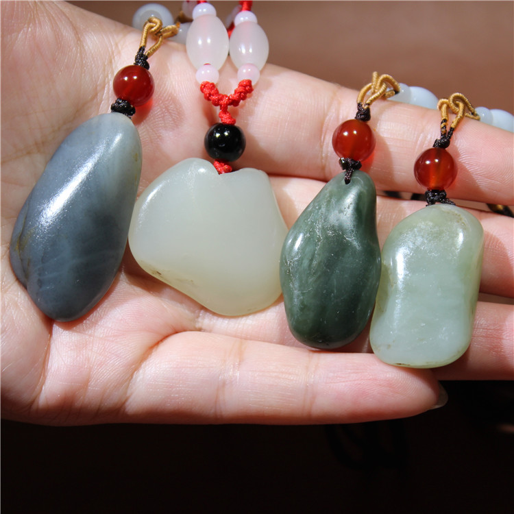 玉坠原石和田吊坠籽料原籽白玉青花挂件独籽颈饰