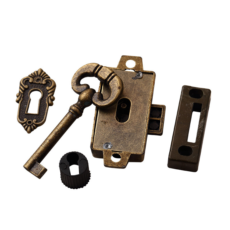 中式仿古抽屉锁古典柜门家具配件复古钥匙老式锁片五金套装抽屉锁