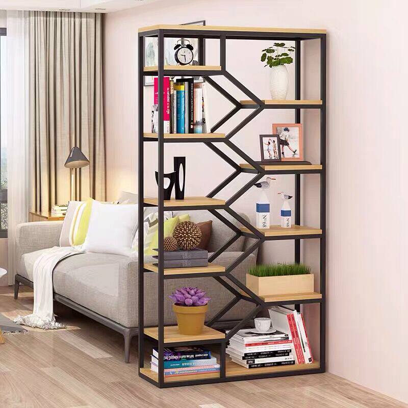 现代简约铁艺书架客厅隔断置物架创意落地展示架办公室书架