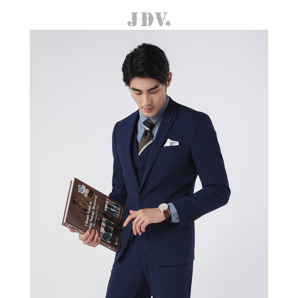 jdv青色通勤时尚外套西服正装修身男装品藏商务正装西服