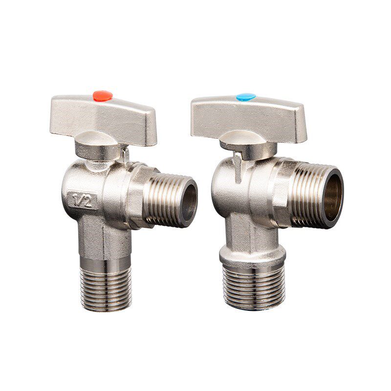 角阀三角全铜流量燃气热水器铜芯4分6分加长角阀