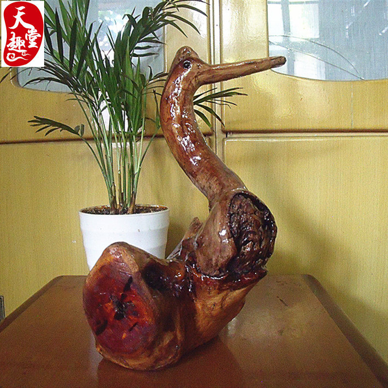天然红椿香椿木根雕艺术品动物天鹅鸿鹄家居客厅根雕