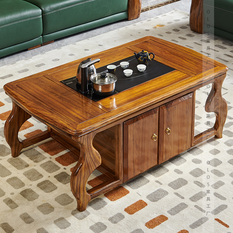 欧洛仕乌金金木功夫功夫茶茶几茶台一体实木家用茶几电视柜