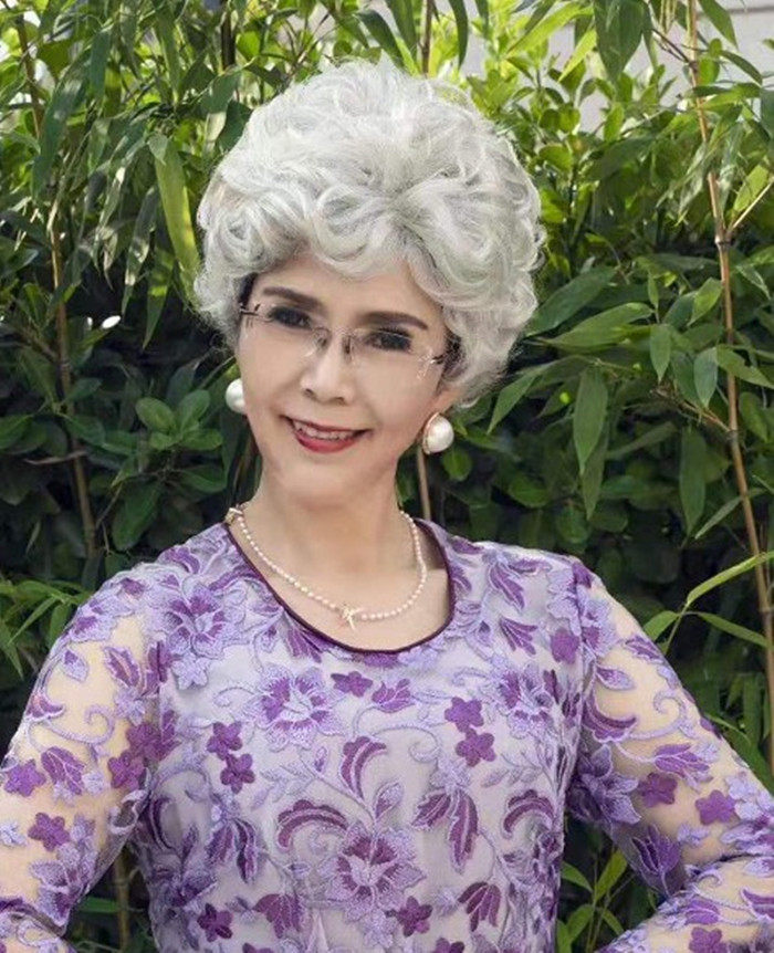 假发中老年短卷发舞台演出慈祥妈妈老奶奶整顶白色日常整顶假发
