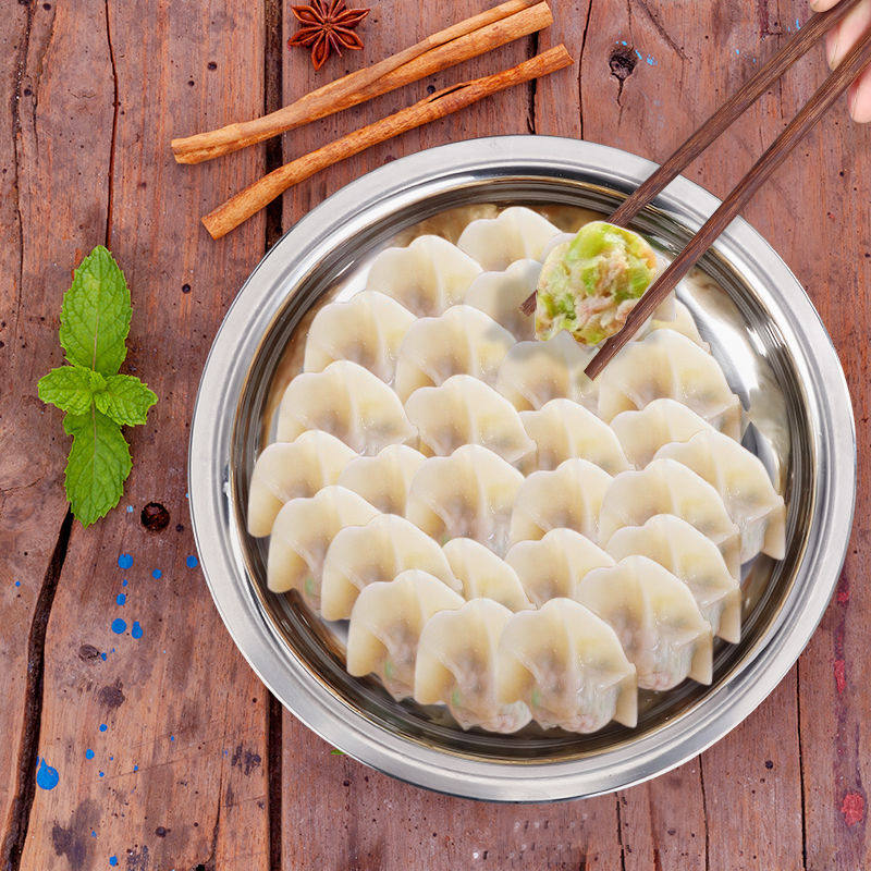 不锈钢饺子盘沥水双层盘装水饺盘子家用盛饺子托盘圆形蒸盘