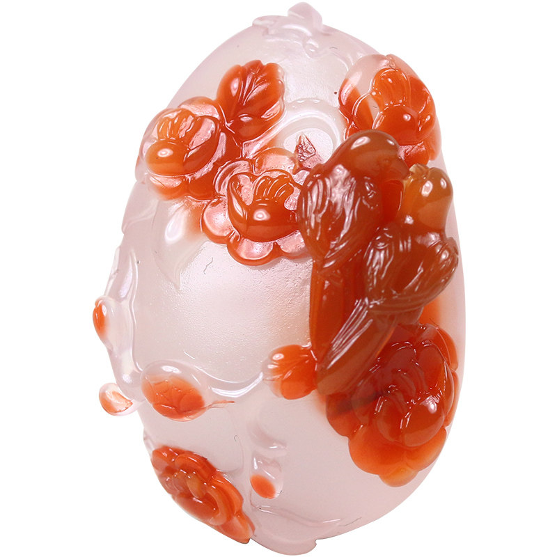 melinda梅林达福有南红玛瑙冰飘俏色苏工吊坠花开富贵颈饰