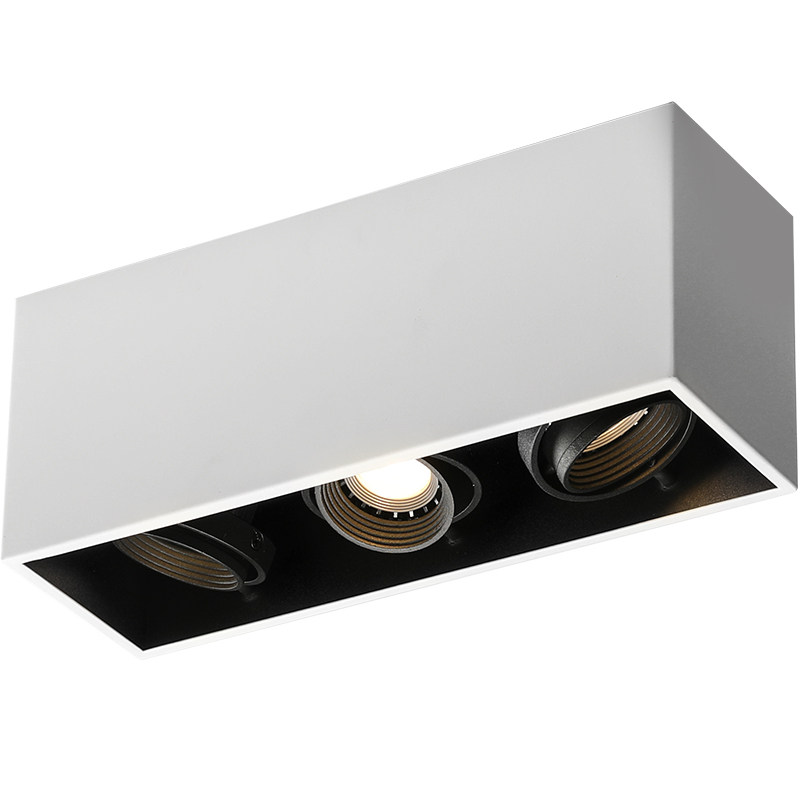 普洛led射灯明装长方形筒灯无主三头射灯