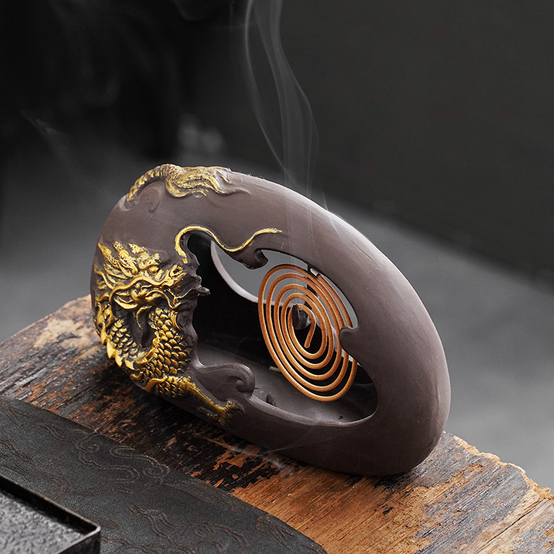 香炉新款禅意龙腾盛世挂式盘香家用室内茶道紫砂香薰炉