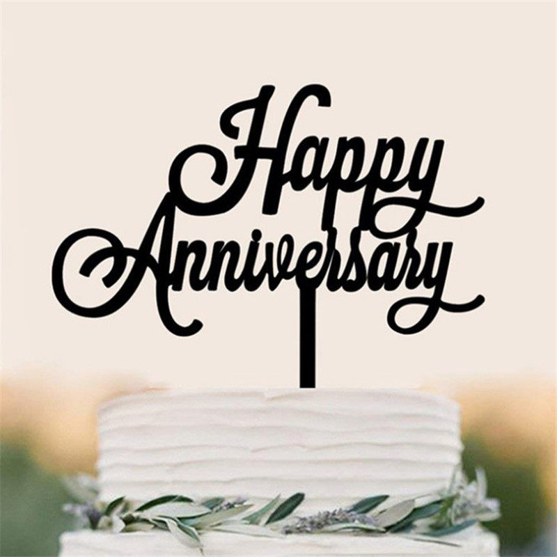 happyanniversary亚克力结婚纪念日周年派对情人节甜蜜蛋糕节日装扮用