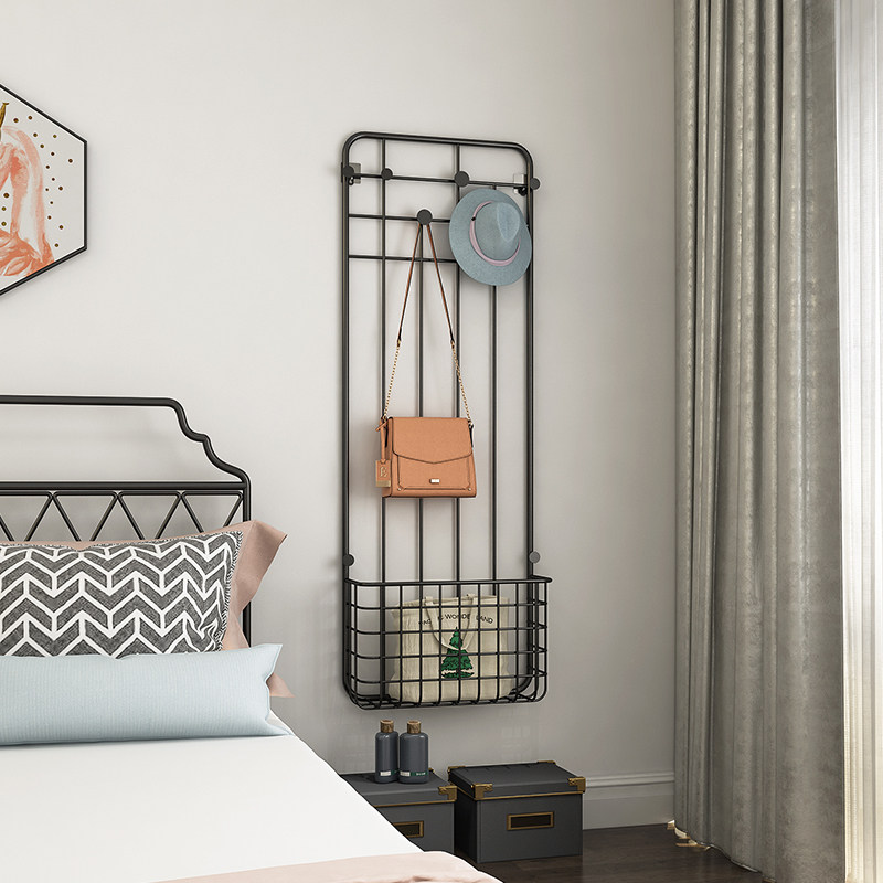 北欧床头置物架卧室铁艺壁挂创意打孔床边墙上搁板