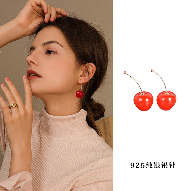 樱桃耳钉仿真车厘子可爱耳环女士2022新款韩国耳环