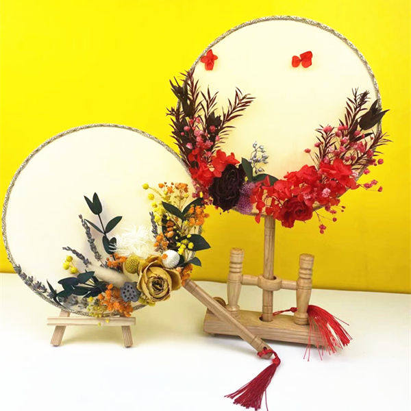 永生花团扇蒲扇干花diy材料包教师节手工制作插花压花材真花礼盒