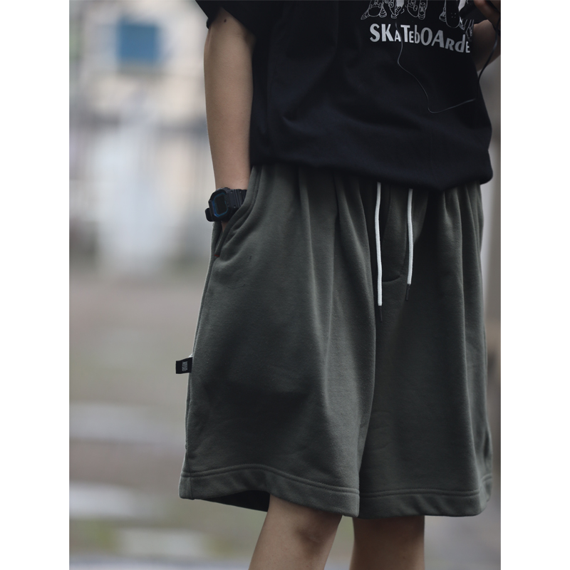 Nobodyknows夏季日系纯色廓形针织休闲百搭五分男女卫裤运动短裤