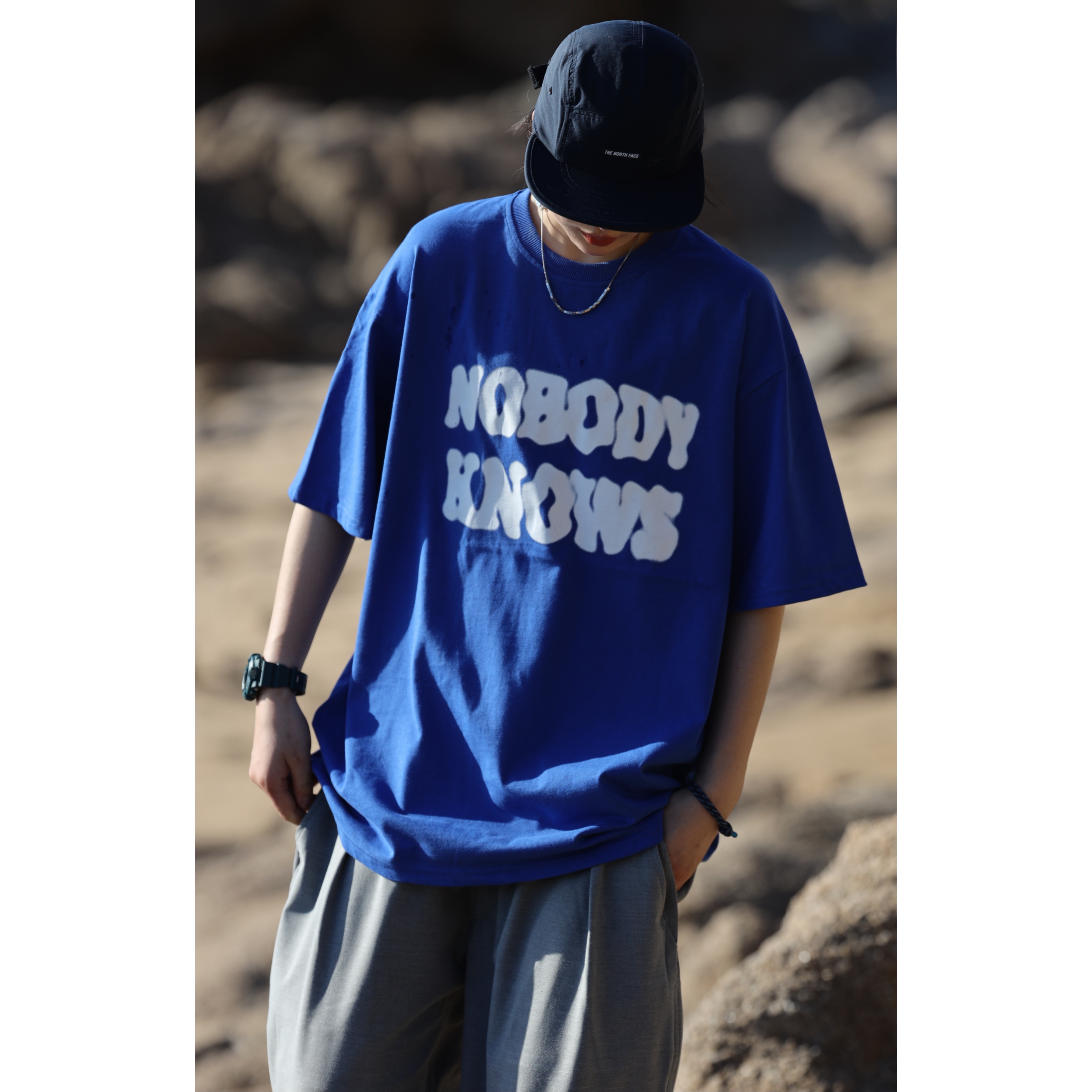 Nobodyknows夏季原创美式简约街头潮字母多色纯棉情侣百搭短袖t恤