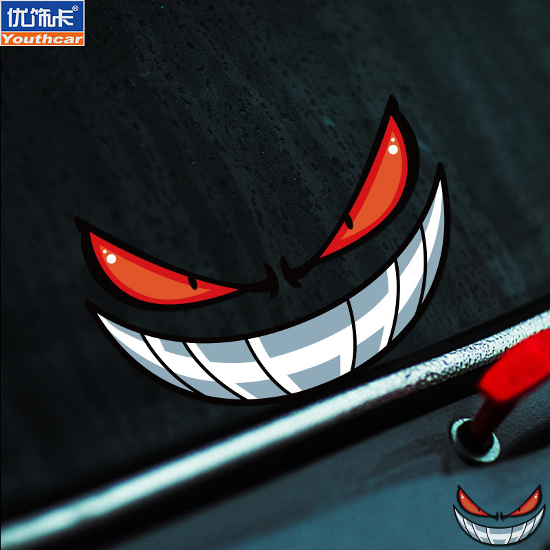 创意恶魔眼睛汽车电动车贴纸摩托车头盔趣味装饰汽车装饰贴