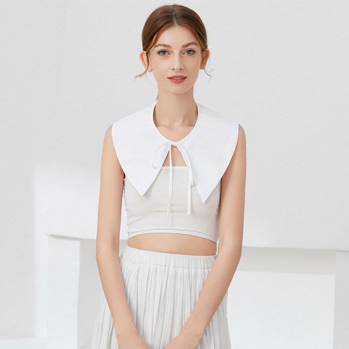 假领子女百搭个性大尖领绑带白色领装饰小披肩可拆卸娃娃领假衣领