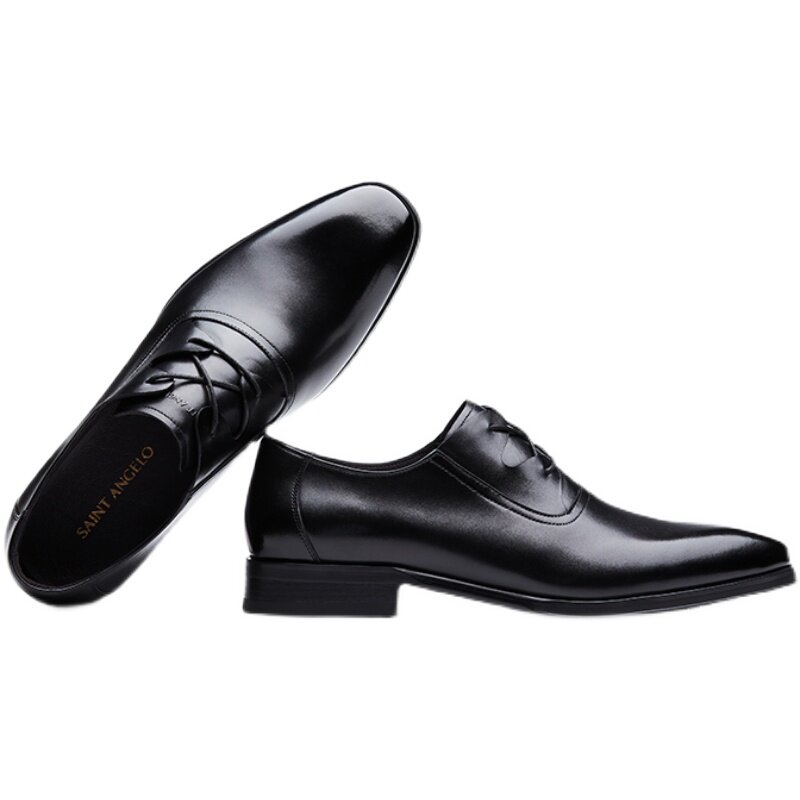 皮鞋报喜鸟男鞋2021春夏新款正装休闲方头系带正装皮鞋