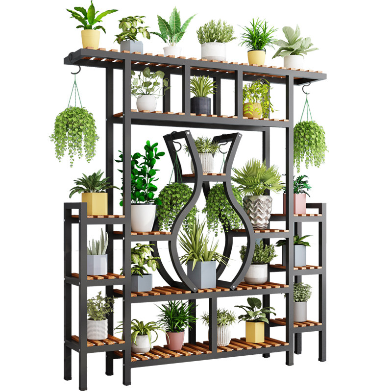 花架子室内简约铁艺隔断花盆盆架客厅落地式花店花架