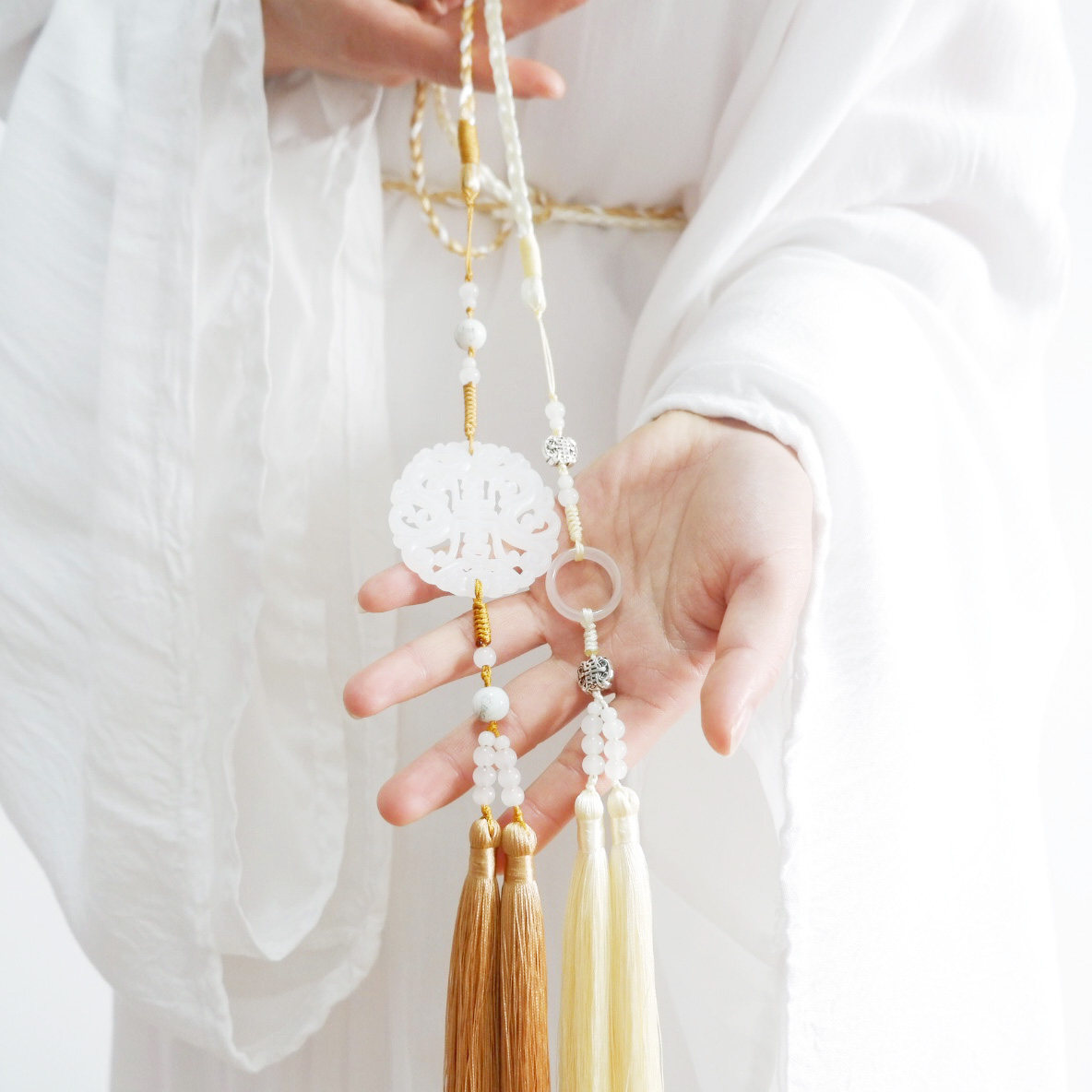 蛟洲餍原创古风汉服宫绦双龙祝寿玉佩直缀圆领道袍腰带百搭混编