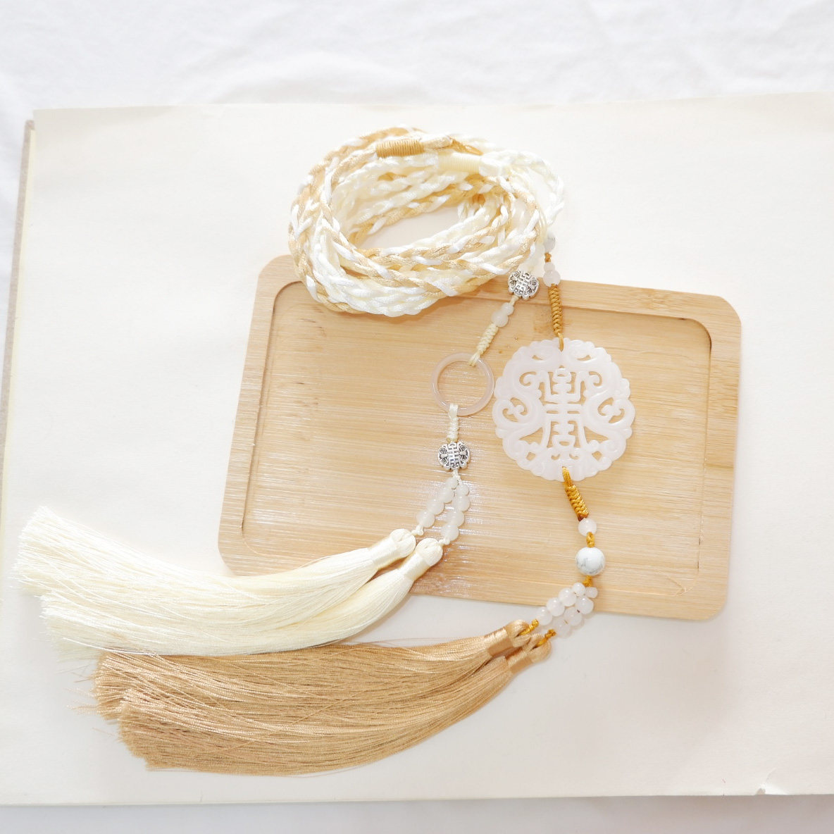 蛟洲原创古风汉服宫绦双龙祝寿玉佩直缀圆领发饰