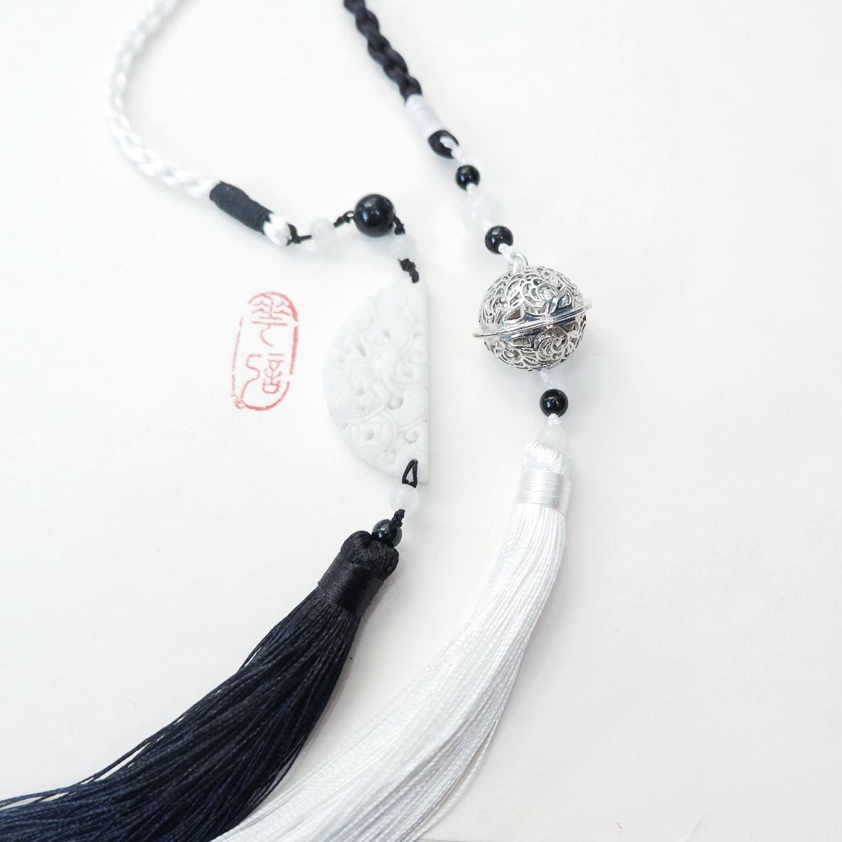 蛟鸾花记原创古风宫绦黑白双色定制情侣腰带发饰