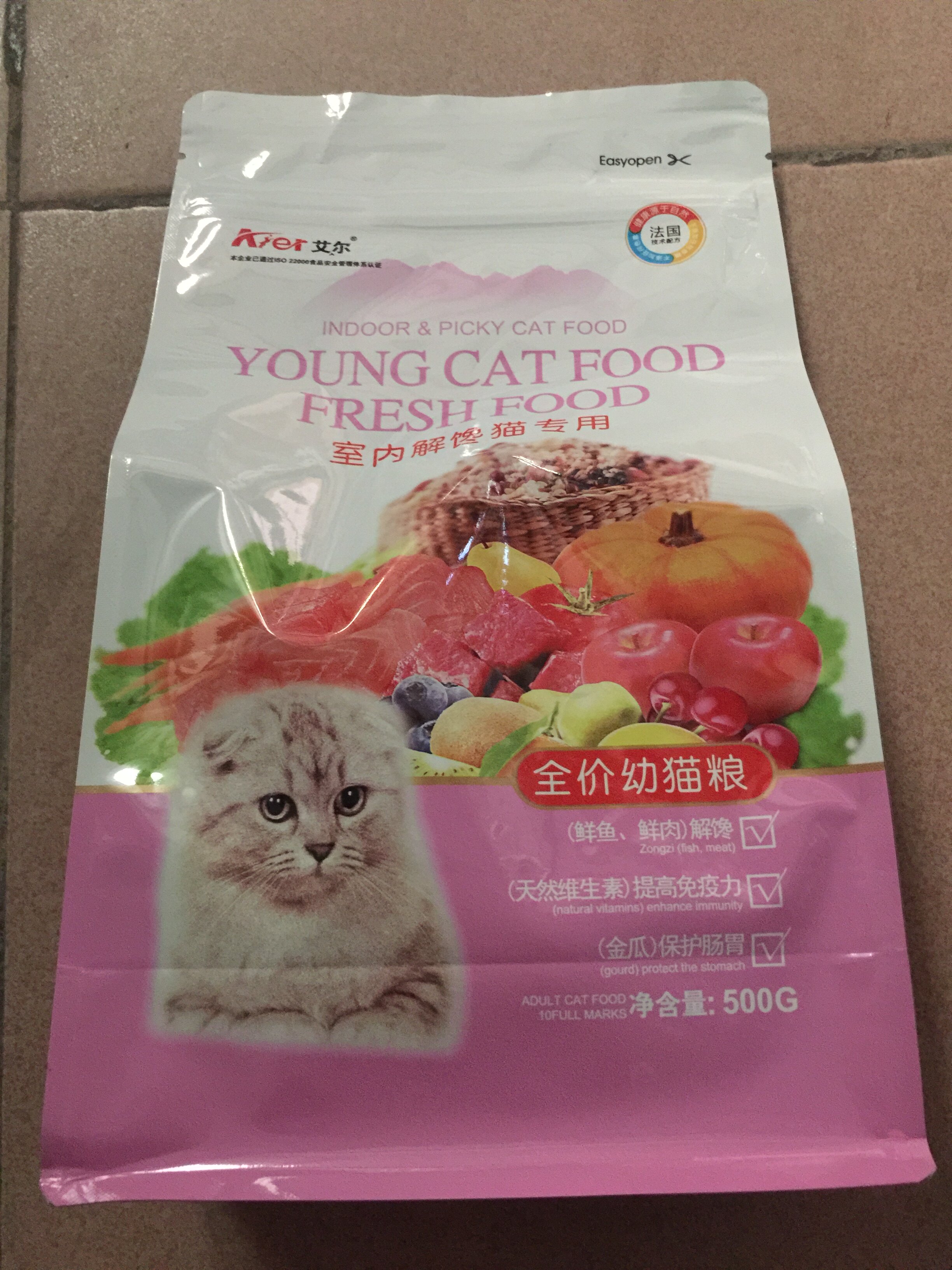 猫粮艾尔500g天然维生素保护肠胃室内解馋馋猫猫全价膨化粮