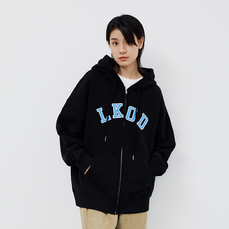 LKSTORE LKOD春秋拉链卫衣男冬季加绒潮牌宽松连帽开衫情侣款外套