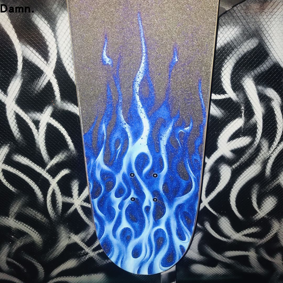 砂纸amndamn滑板新款火焰蝴蝶双翘长板粗砂ins滑板