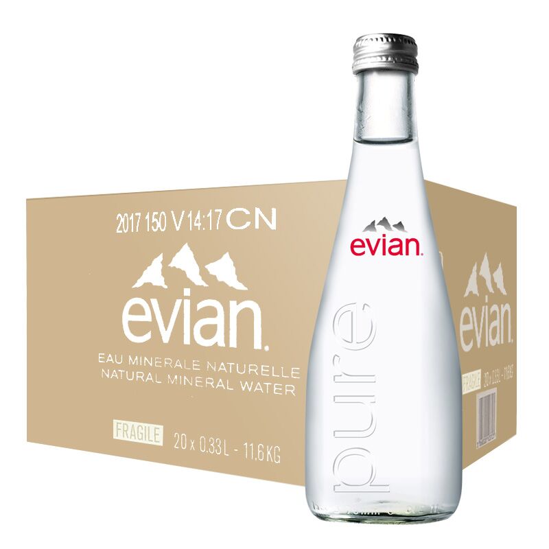 法国原装进口evian依云天然矿泉水300ml500ml弱碱性饮用水饮用水