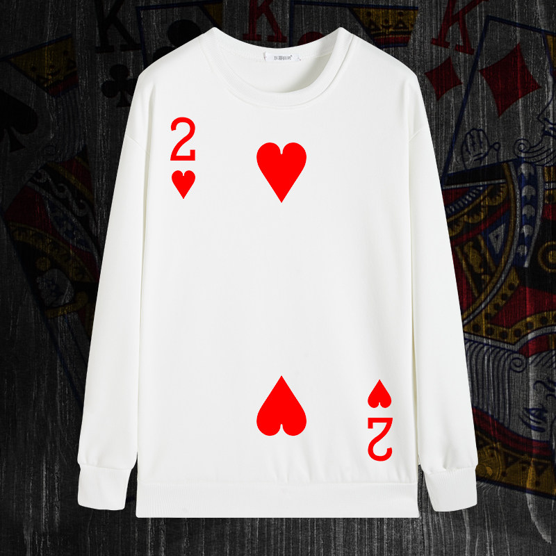 扑克牌方块梅花大小小王黑红红桃潮流男装圆领卫衣