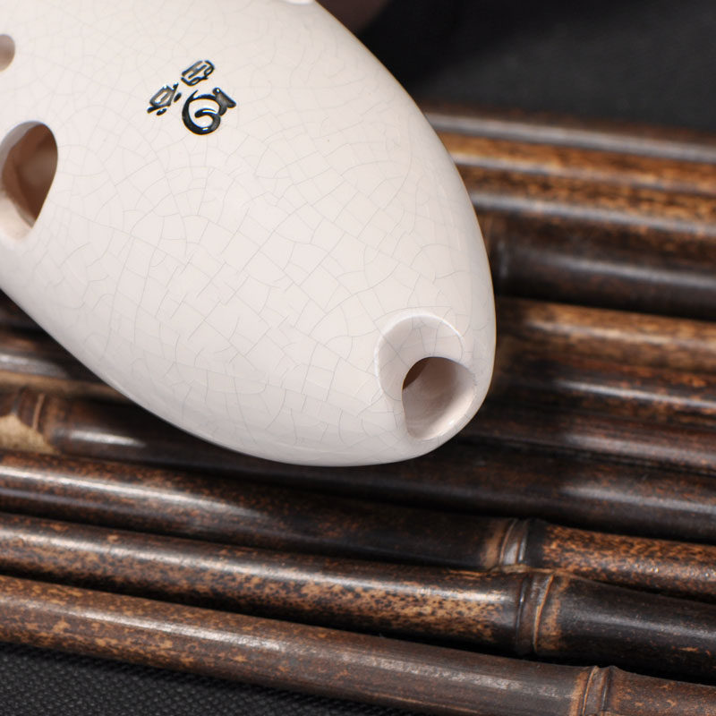 空谷音域乐器古乐釉面裂纹白色高音埙宽笔筒埙
