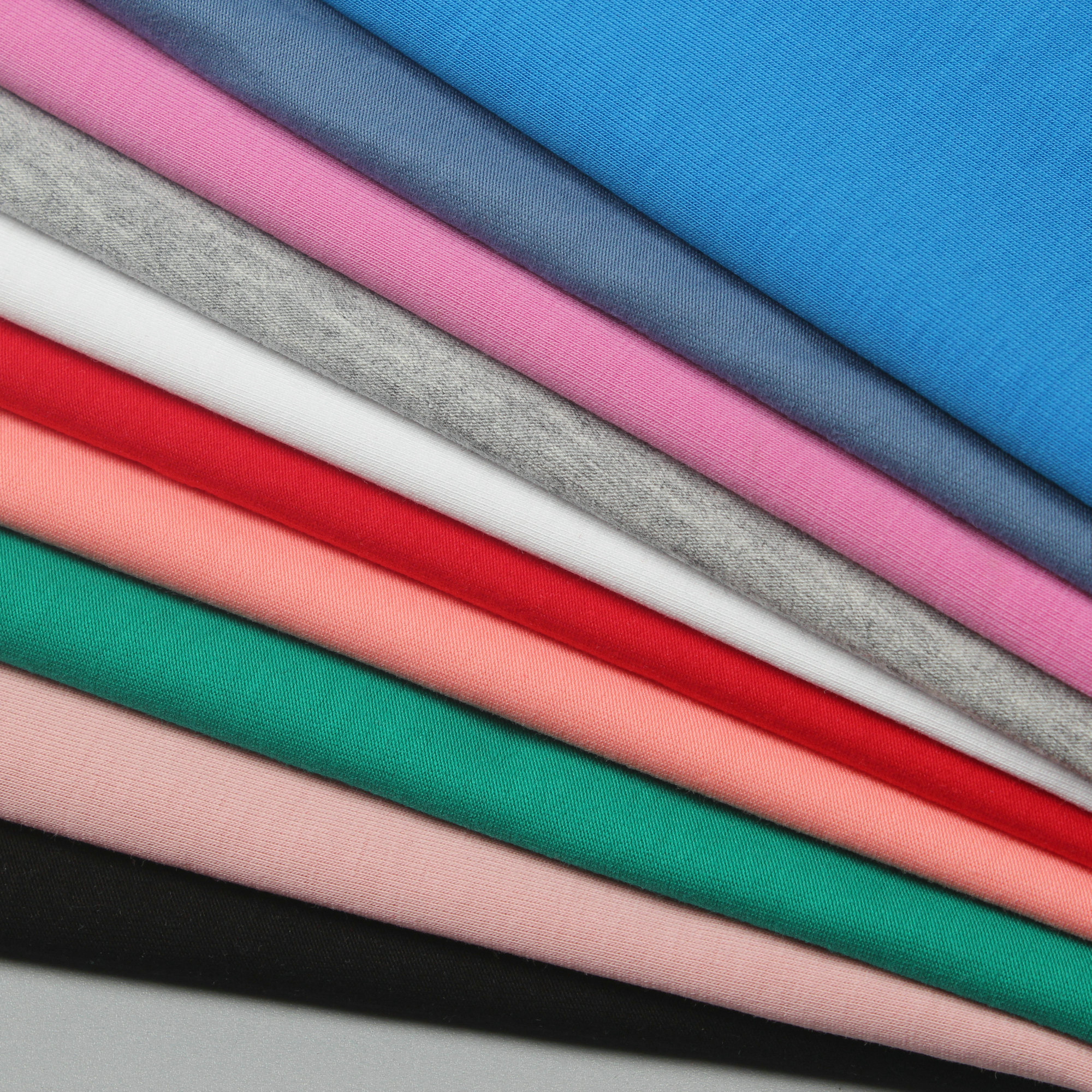 优质彩色莱卡弹力棉布运动服单面针织针织布布料海绵垫