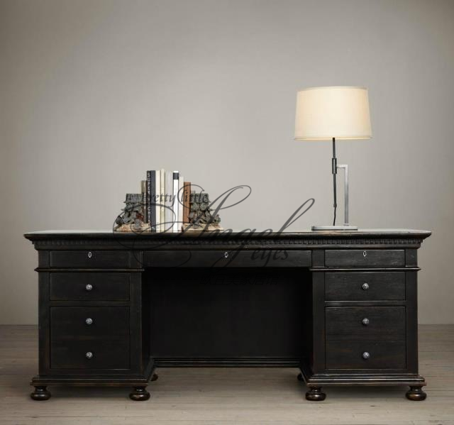 美式法式实木儿童学生书桌写字台欧式复古做旧书桌