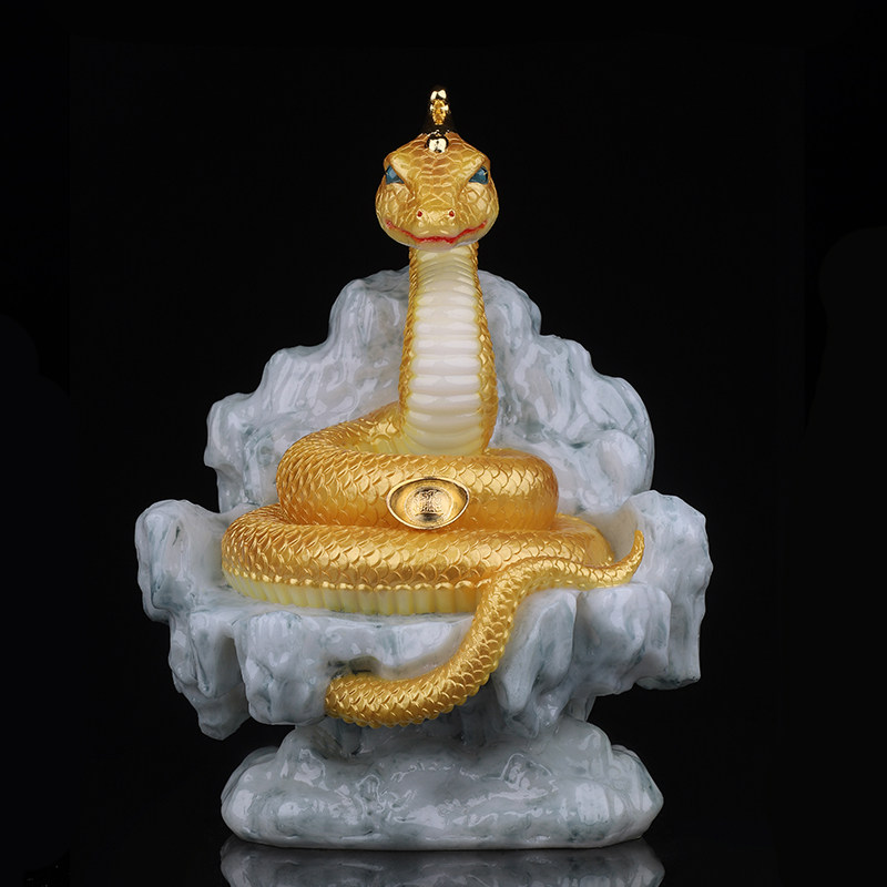19寸灵蛇佛像十二生肖神像蛇仙蟒仙保家汉白玉蛇像摆件