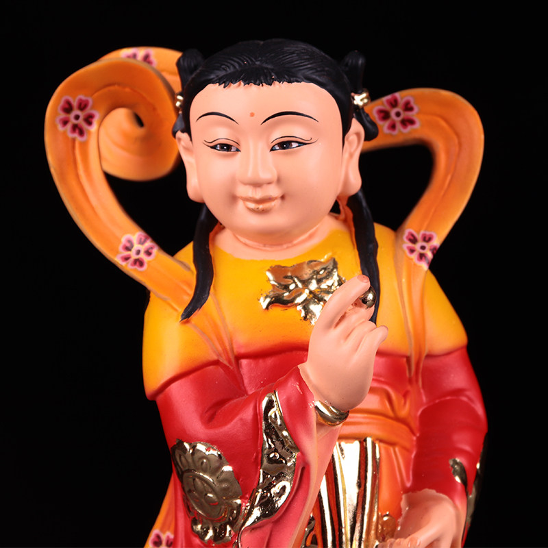 10寸龙女善财金童玉女敦煌观音菩萨树脂佛像佛堂摆件