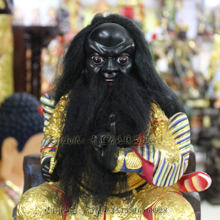 12寸樟木木雕古彩贴金主公张公天圣张圣佛像木雕