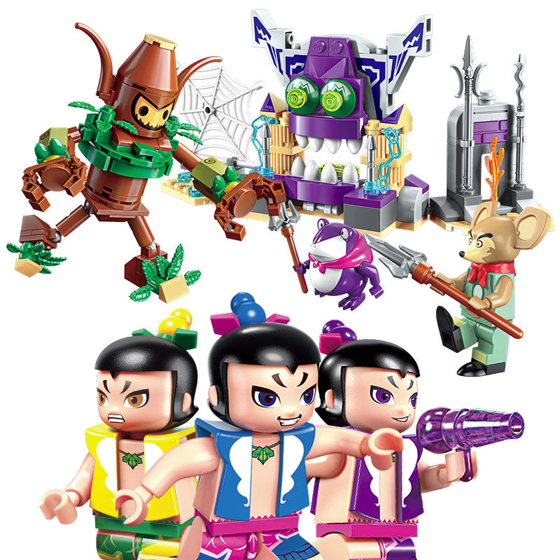 启蒙积木5岁男孩拼装葫芦娃玩具6岁儿童拼插积木金刚葫芦兄弟套装