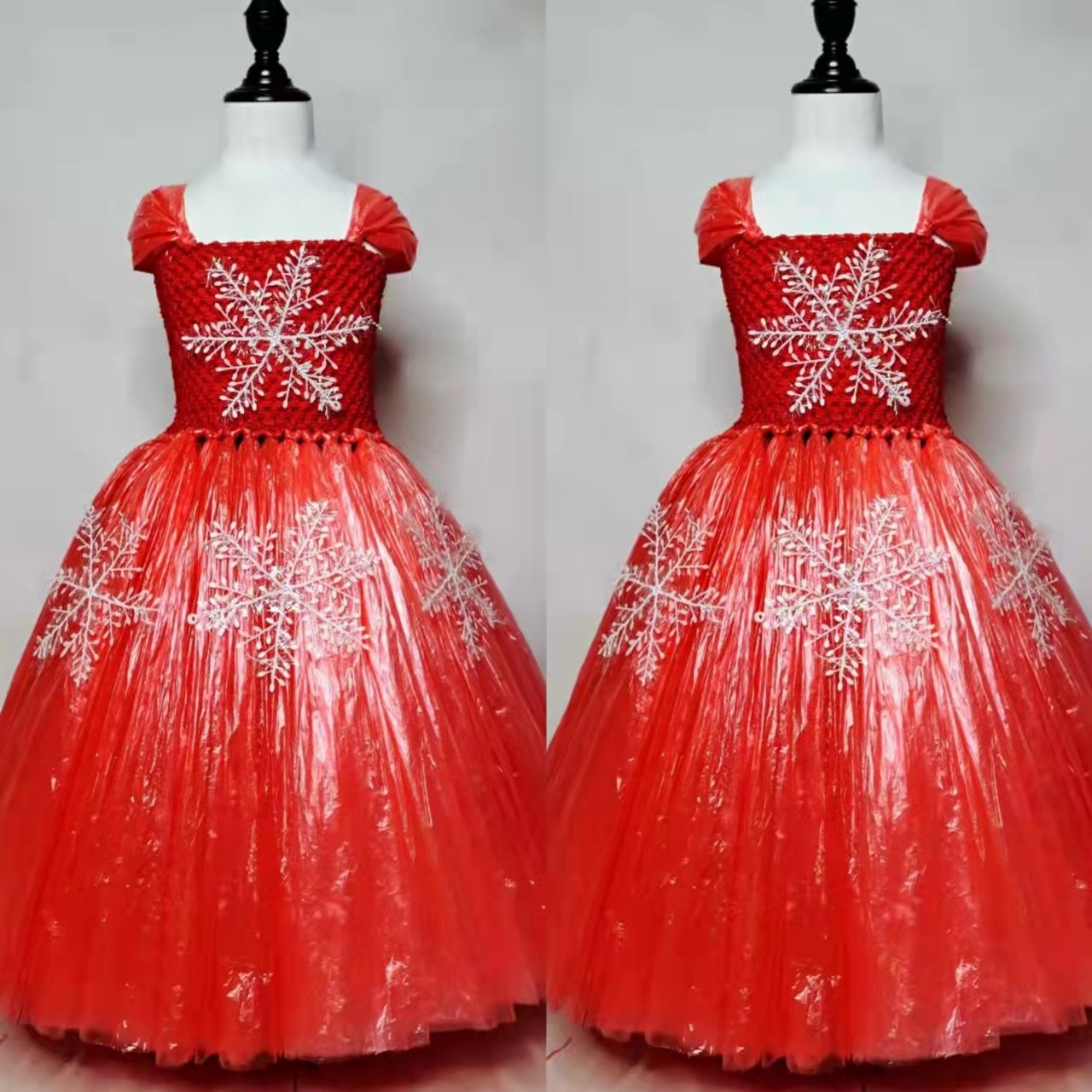 儿童diy手工制作冰雪奇缘爱莎角色扮演塑料袋幼儿连衣裙