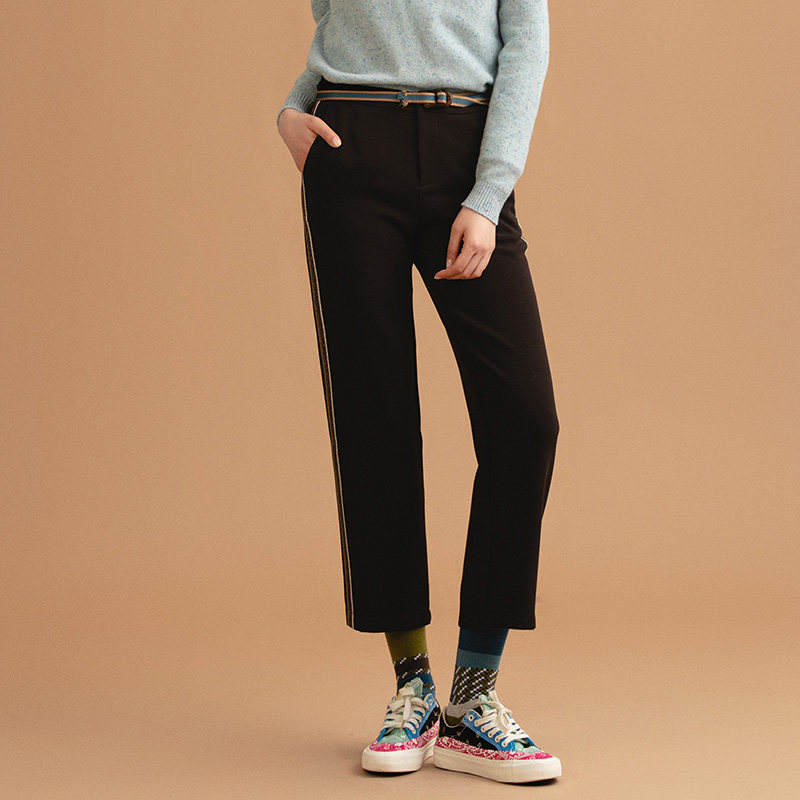 渔牌女装女裤新款2021爆款春秋雪纺直通学院休闲裤