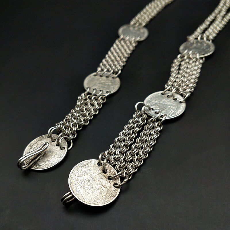 少数民族苗族侗族水族腰链腰带项圈项链手工苗银项链