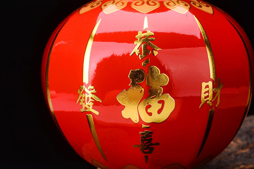 景德镇5斤 10斤装红大灯笼陶瓷酒瓶 结婚家用陶瓷红酒瓶酒具酒罐