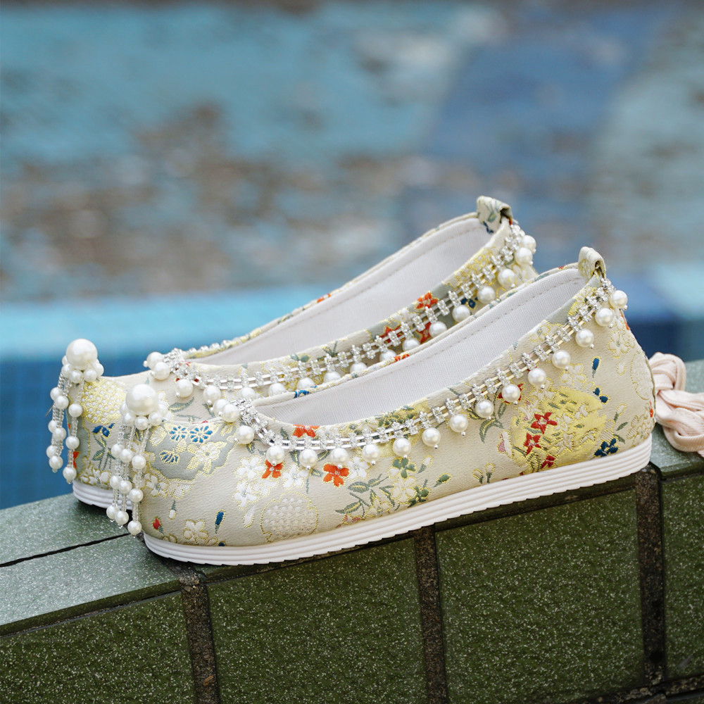 唐制搭配古风汉服鞋 春季 子女绣花鞋 表演舞蹈 内增高古代装 明制