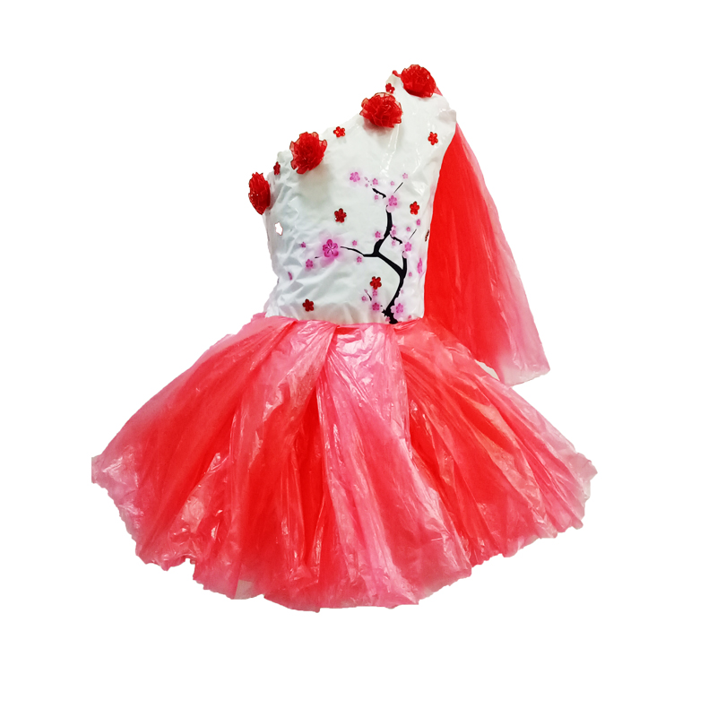 环保时装秀衣服儿童手工亲子装女孩垃圾袋裙子走秀儿童演出服