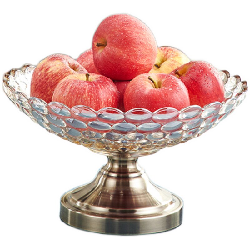 水晶玻璃水果盘大号创意干邑色果盘现代客厅家用茶几装饰品摆件