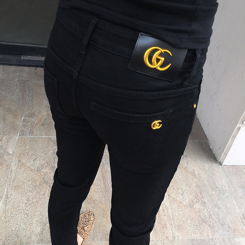 潮牌黑色休闲春秋新品修身牛仔裤男韩版精神秋季潮流弹力小脚高端