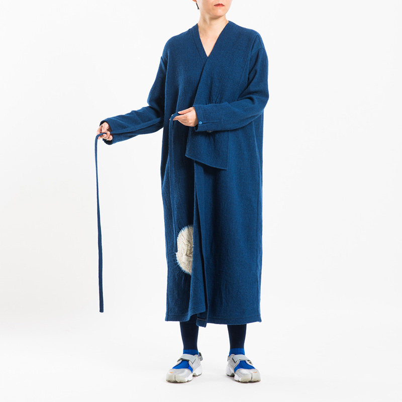 羊毛植物蓝染扎染连衣裙cf99049 城市山民urbantribe2020冬女式