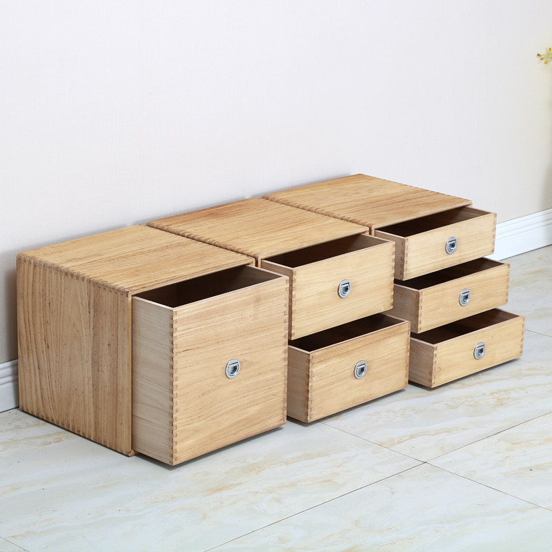 新款实木收纳柜多层抽屉式收纳盒组合式整理箱木质桌面收纳箱盒子