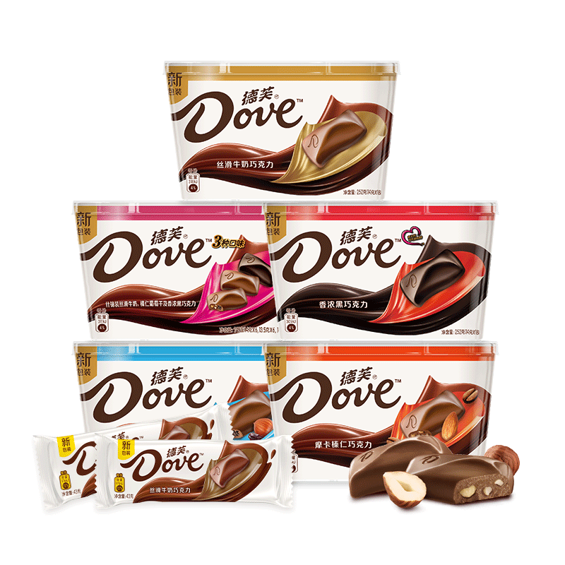 巧克力德芙5碗牛奶黑白什锦夹心排块玛氏喜糖牛奶巧克力